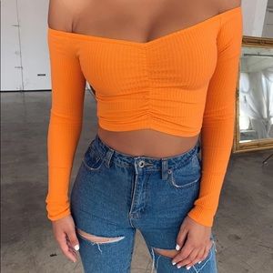 Tigermist Orange Sweetheart Crop Top